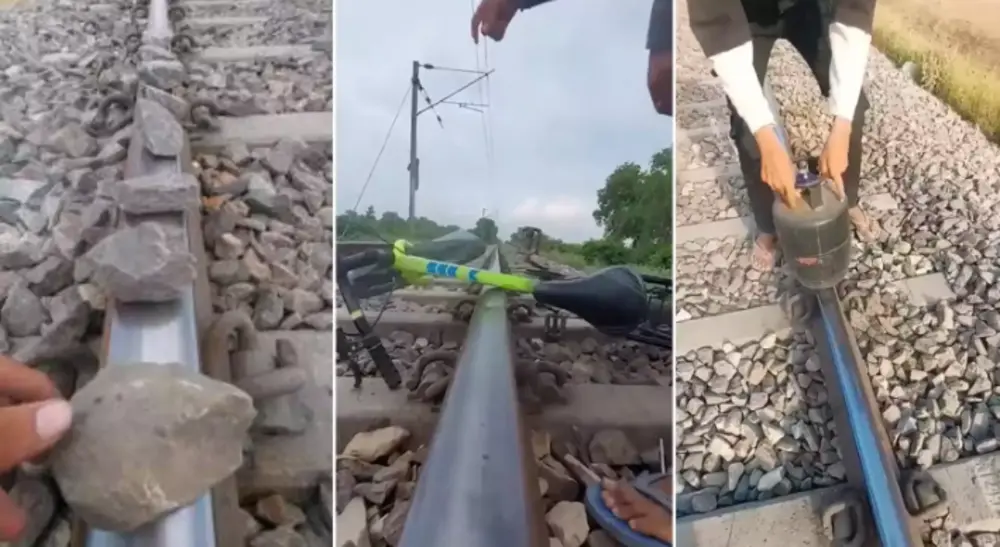 Railway track dangerous stunt